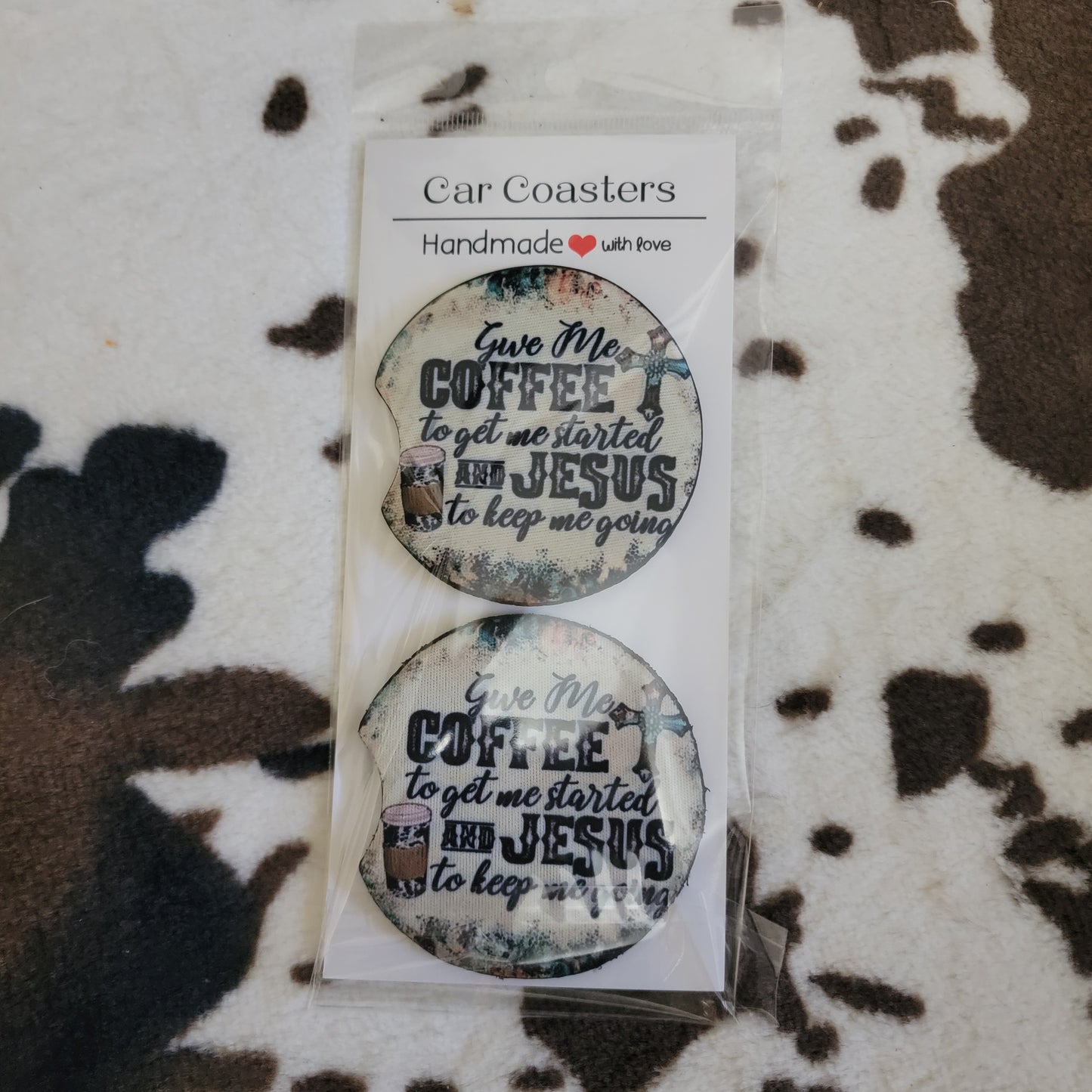 Coffee and Jesus Neoprene Car Coaster Set