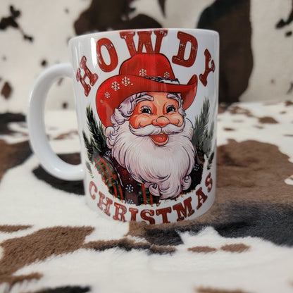 Howdy Christmas Santa Western 11oz Ceramic Coffee Mug
