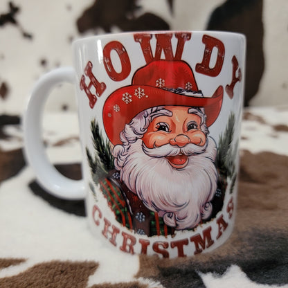 Howdy Christmas Santa Western 11oz Ceramic Coffee Mug