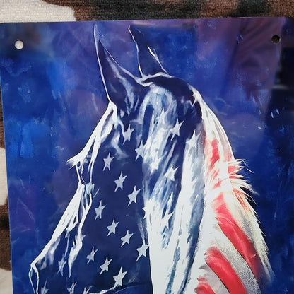 American Flag Horse Patriotic Metal Sign