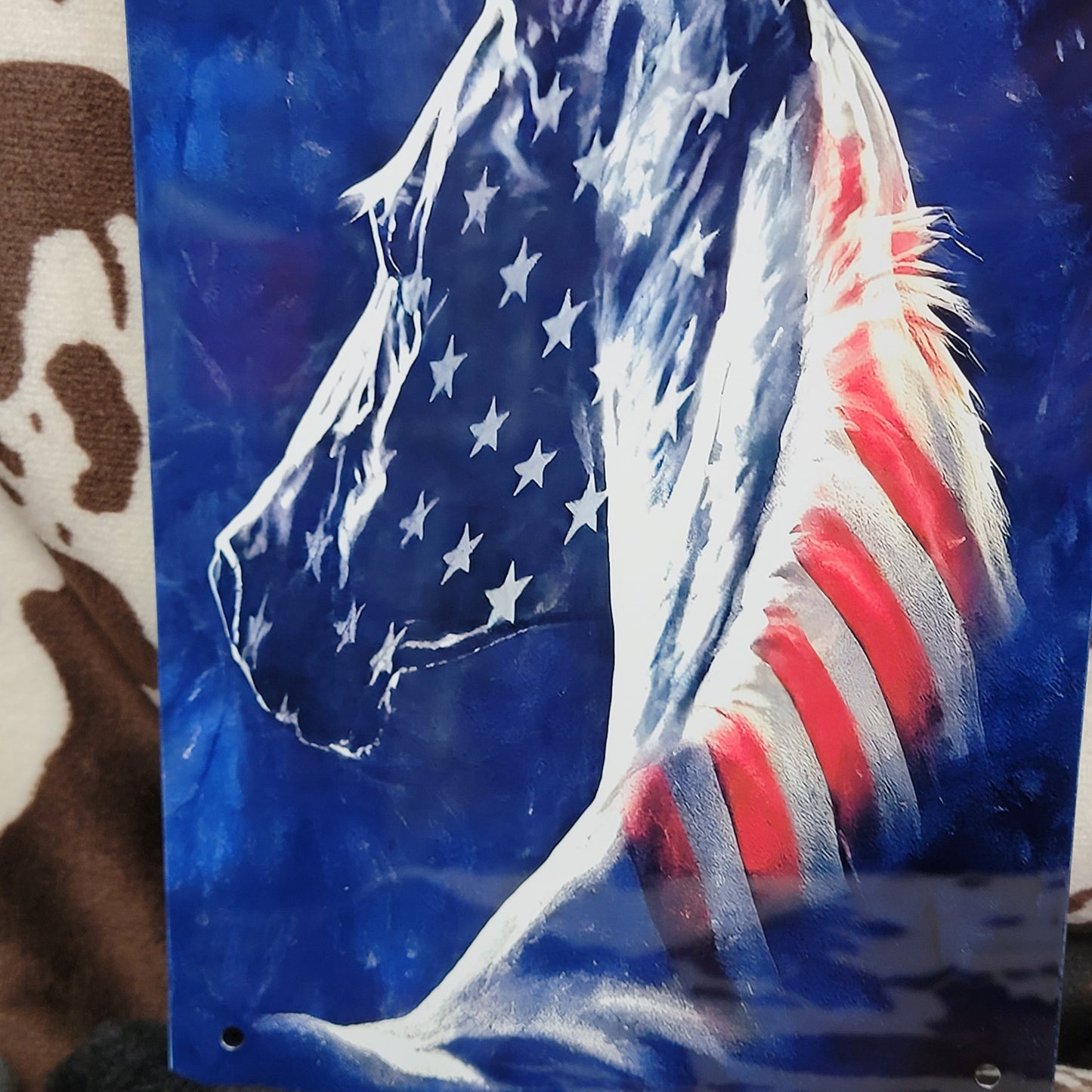 American Flag Horse Patriotic Metal Sign