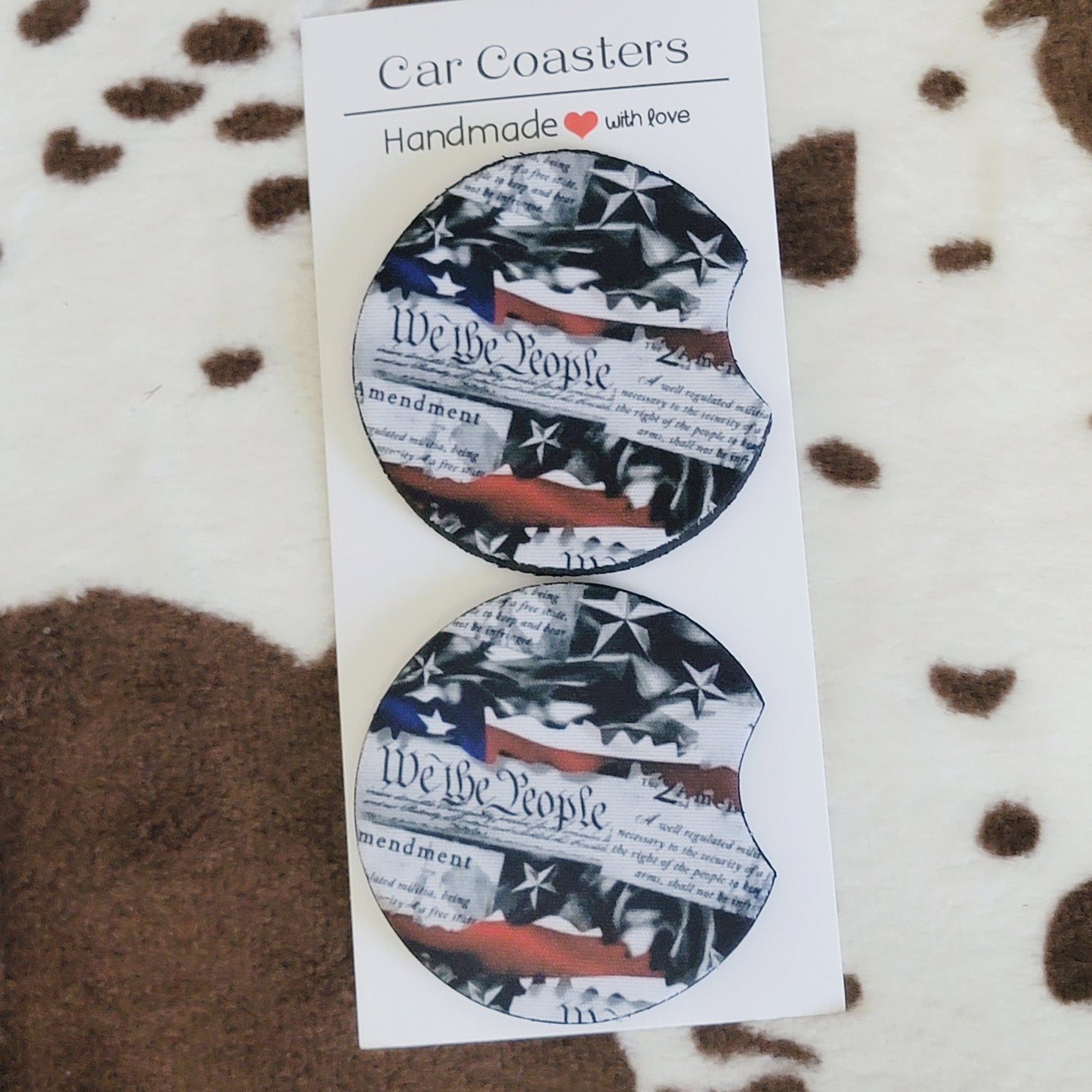 We The People Flag Neoprene Car Coaster Set