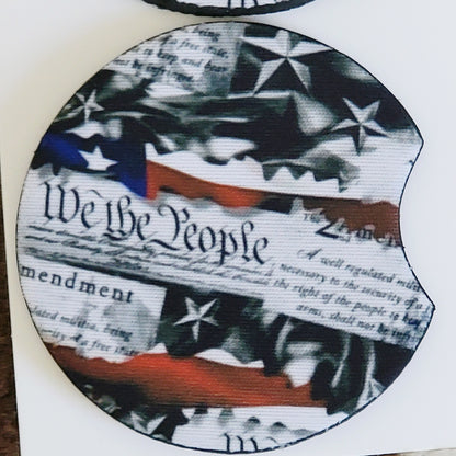 We The People Flag Neoprene Car Coaster Set