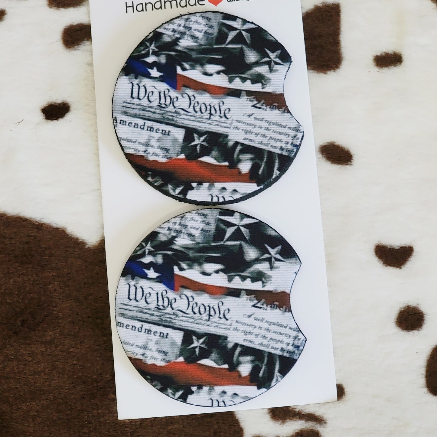 We The People Flag Neoprene Car Coaster Set