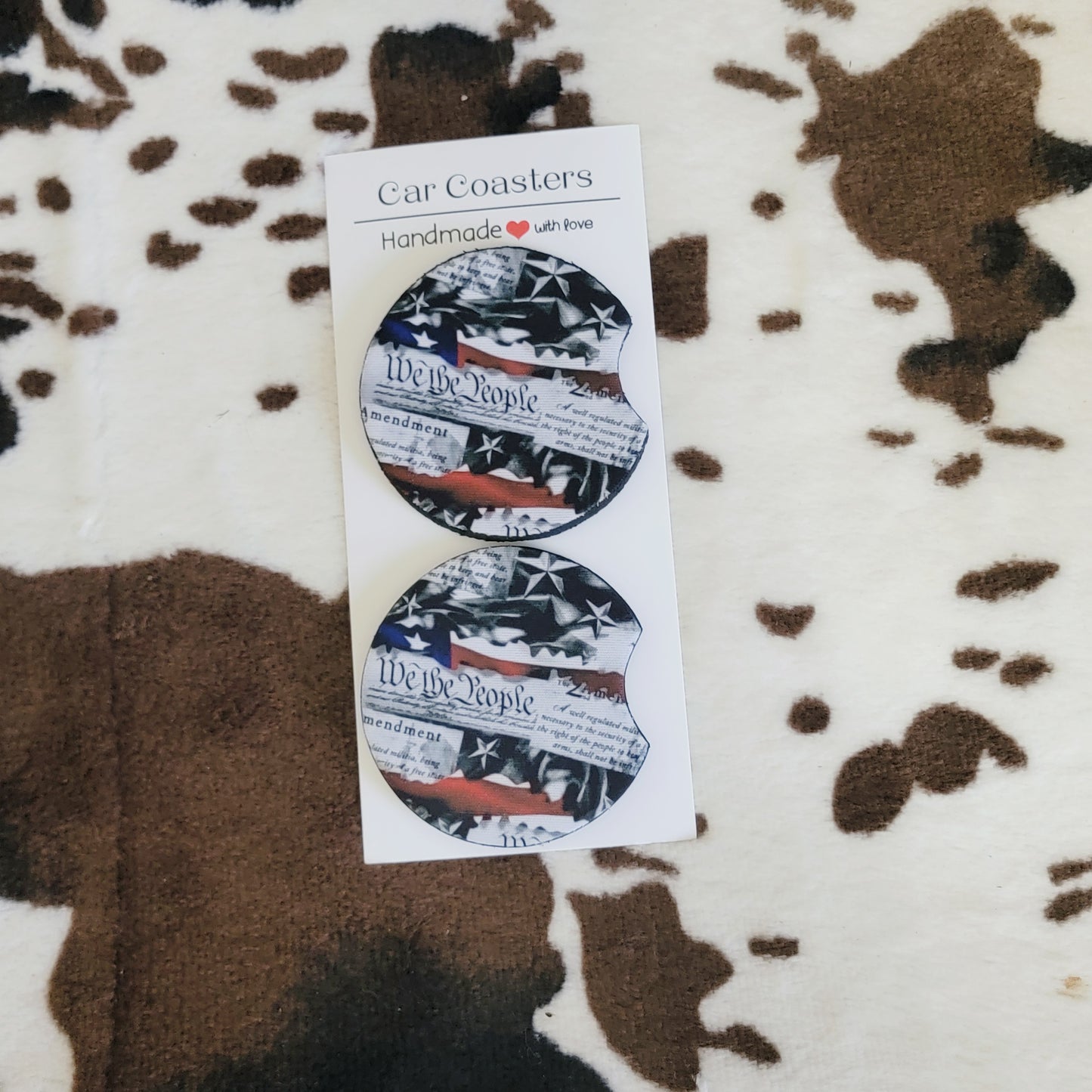 We The People Flag Neoprene Car Coaster Set