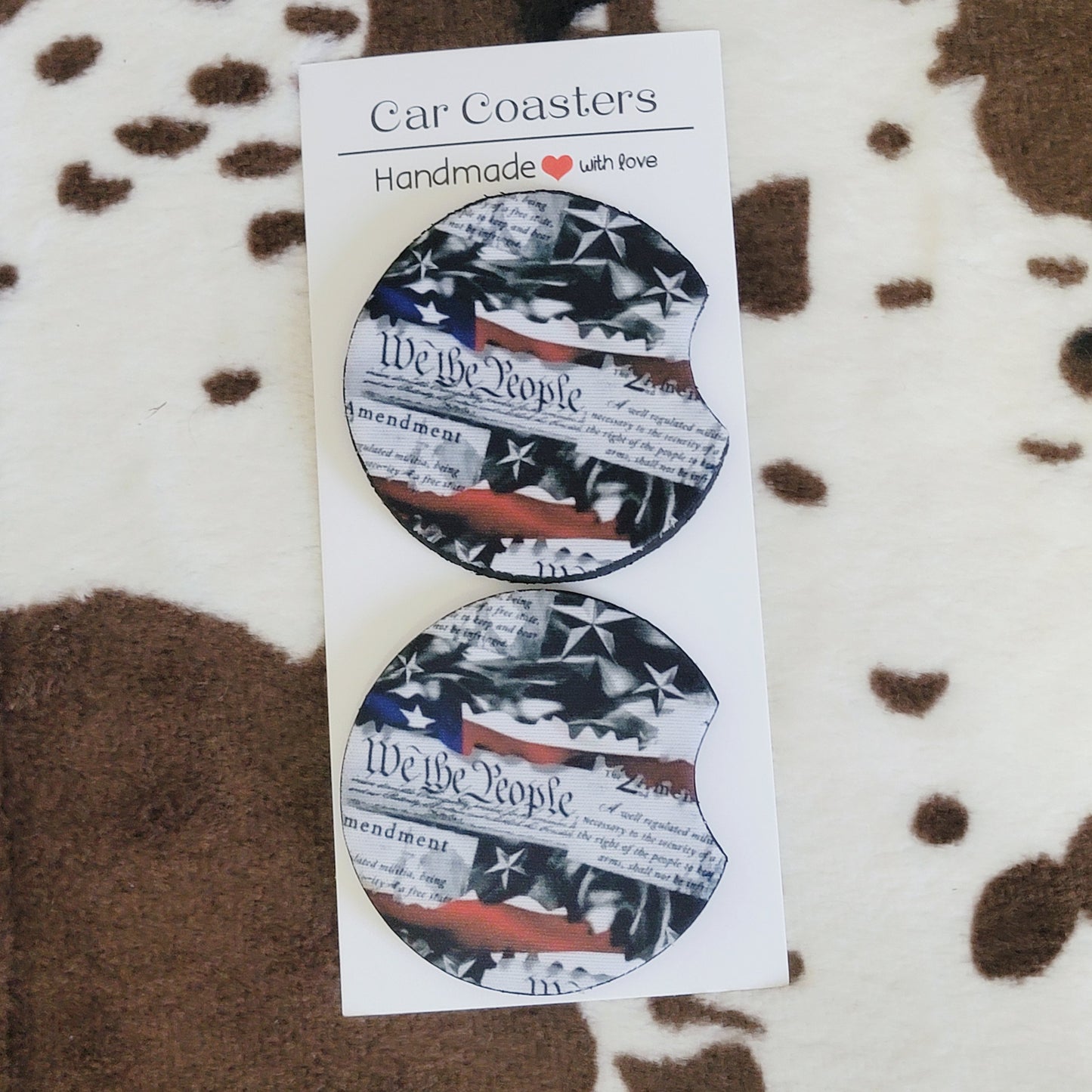 We The People Flag Neoprene Car Coaster Set