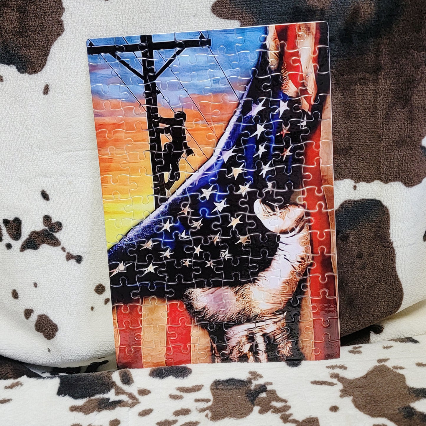 Power Lineman Flag 120 Piece Handmade Jigsaw Puzzle