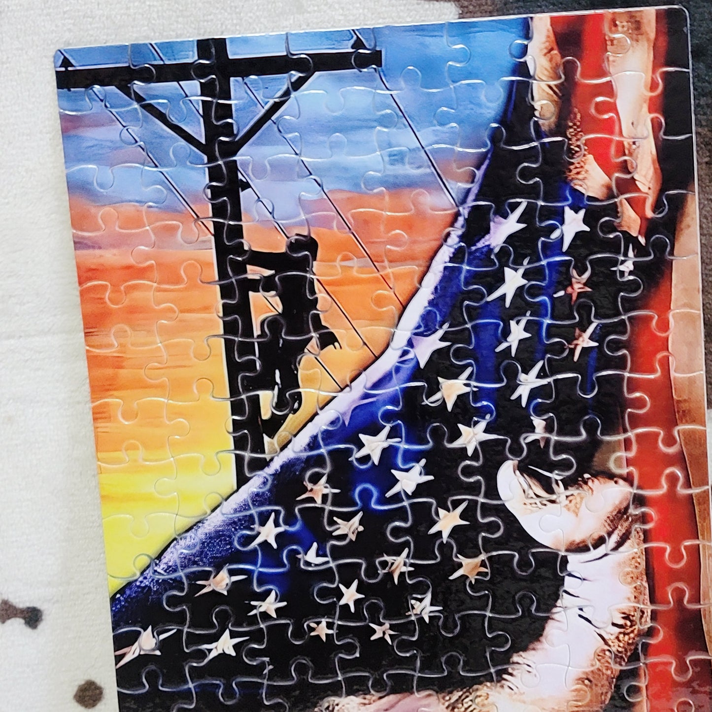 Power Lineman Flag 120 Piece Handmade Jigsaw Puzzle