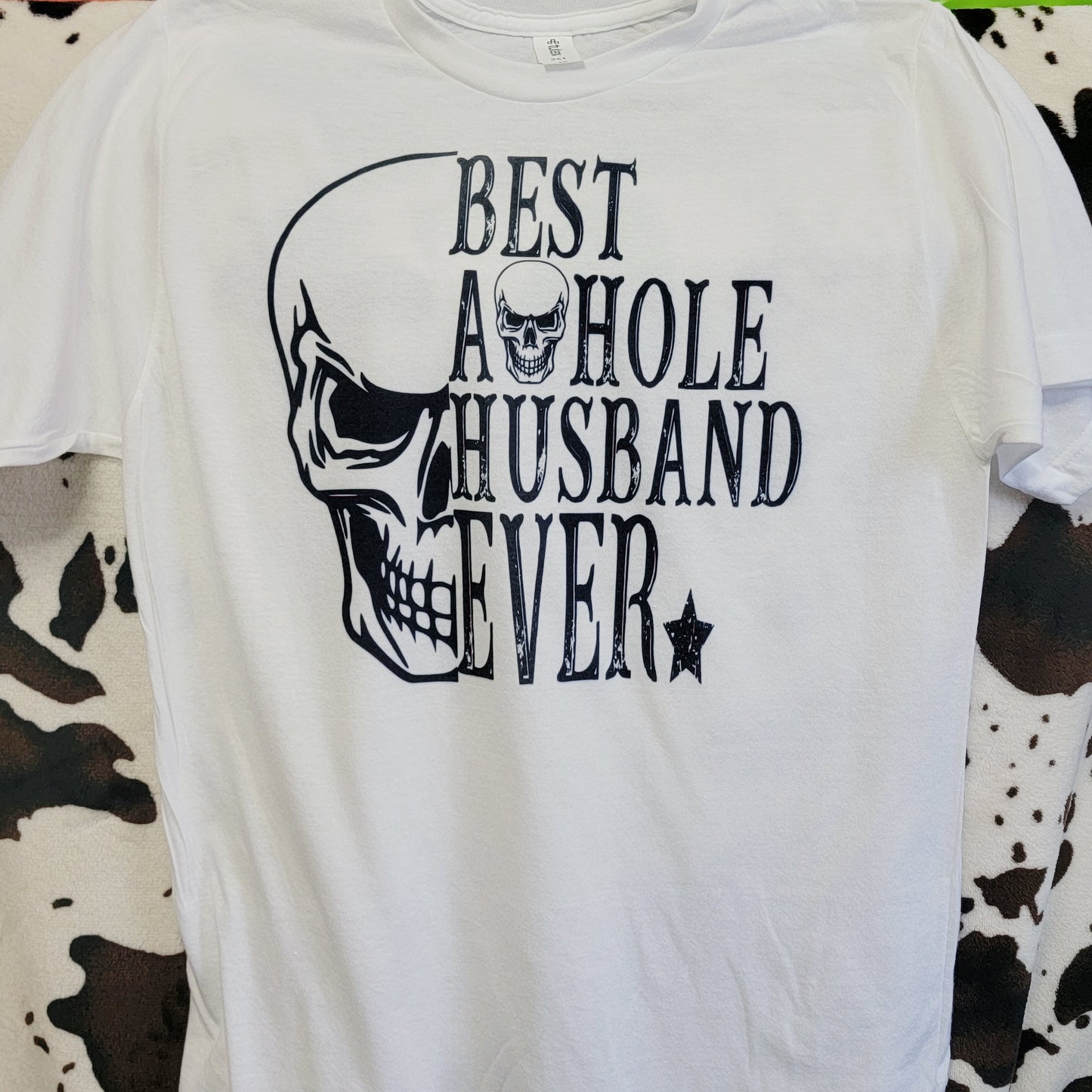 Best Asshole Husband Ever Mens Skull White Graphic T-Shirt