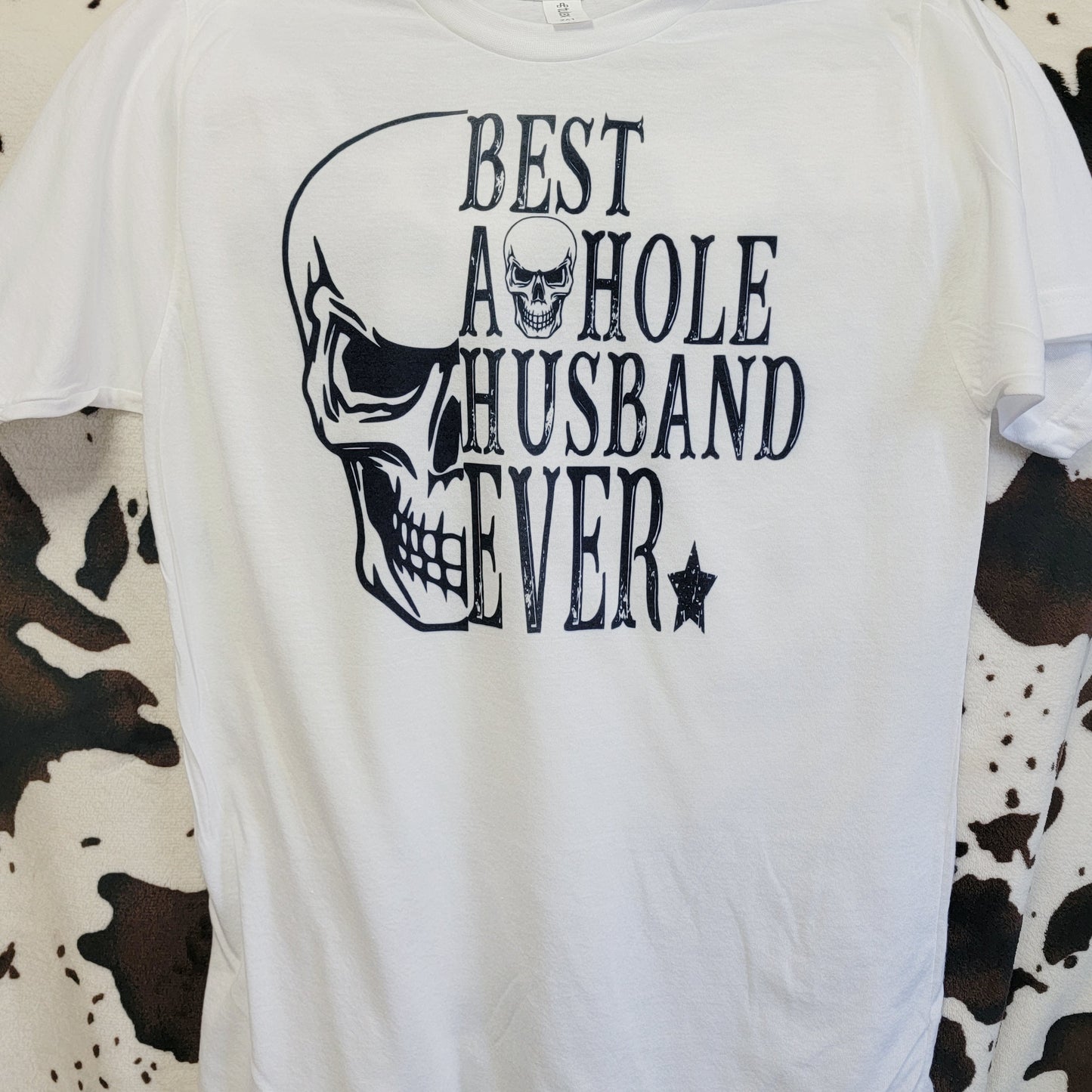 Best Asshole Husband Ever Mens Skull White Graphic T-Shirt