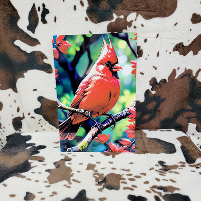 Cardinal Floral Red Bird Metal Sign