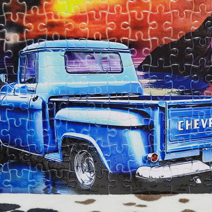 Old Blue Truck 120 PC Handmade Jigsaw Puzzle