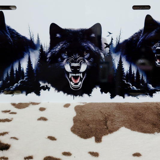 Black Wolves Wolf Car Tag License Plate