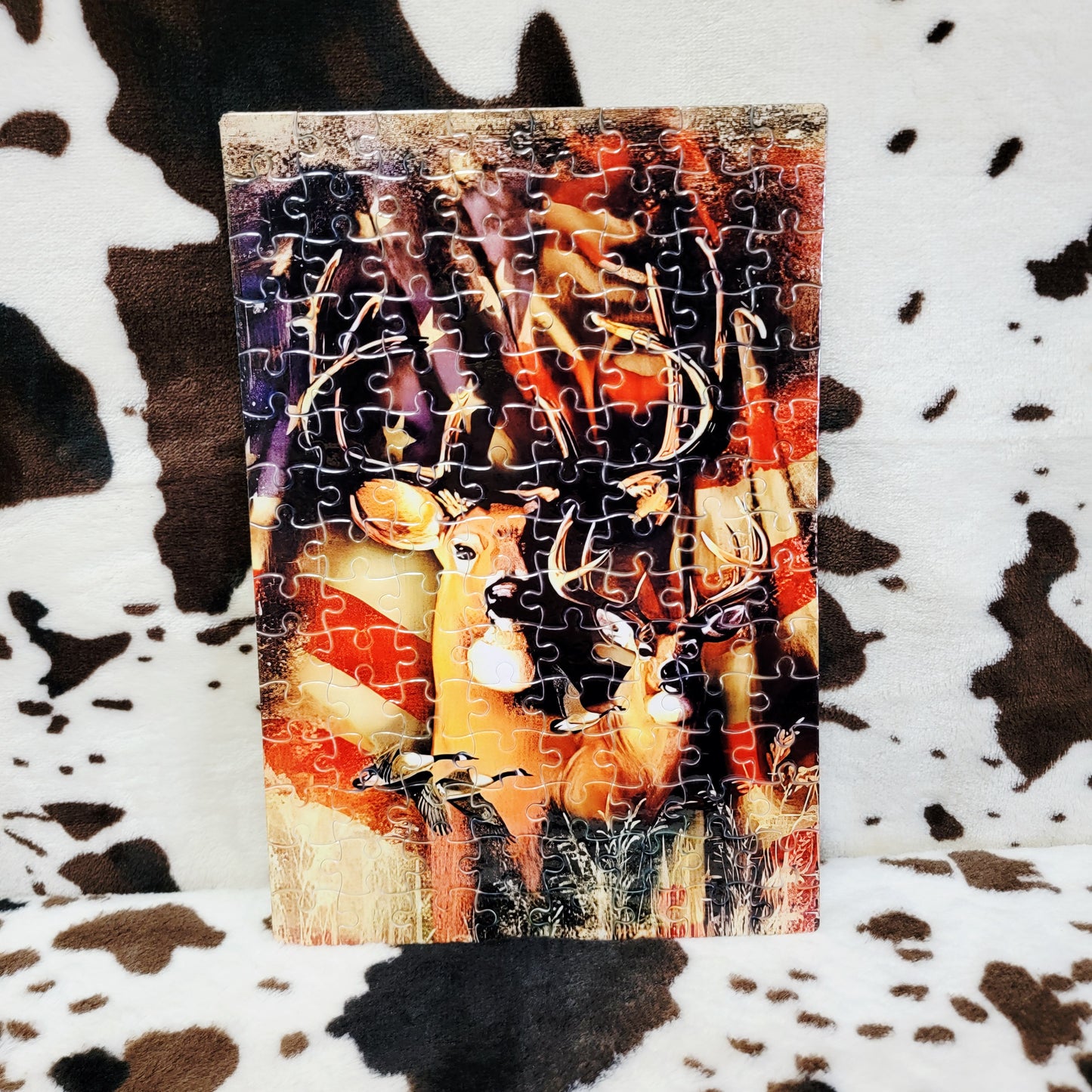 Deer USA Flag 120 PC Handmade Jigsaw Puzzle