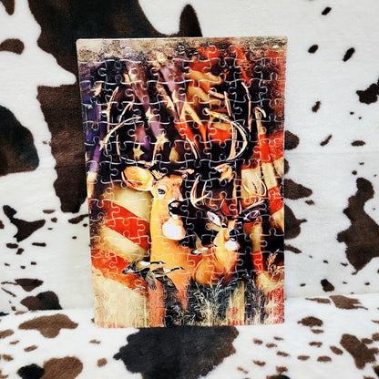 Deer USA Flag 120 PC Handmade Jigsaw Puzzle