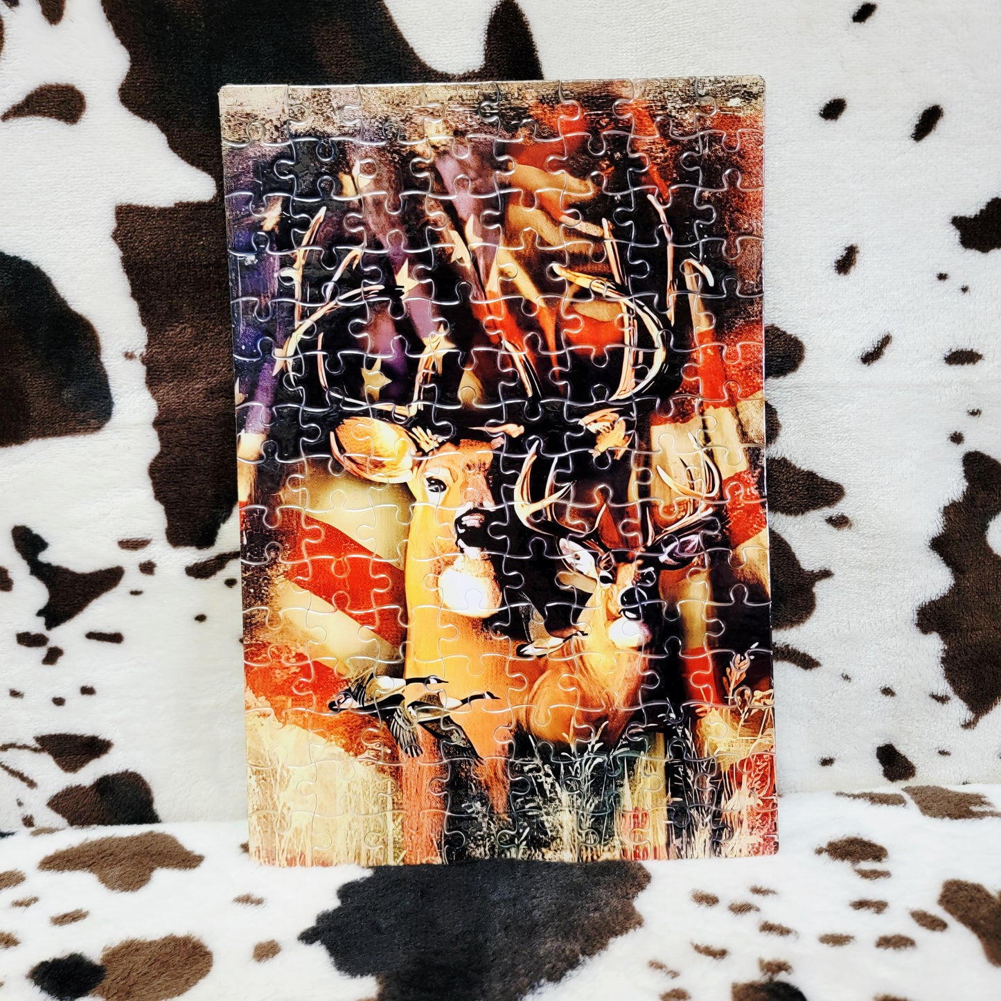 Deer USA Flag 120 PC Handmade Jigsaw Puzzle