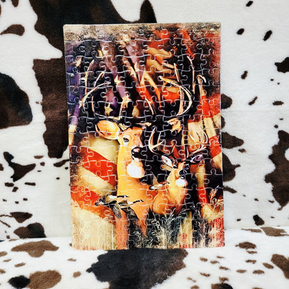 Deer USA Flag 120 PC Handmade Jigsaw Puzzle