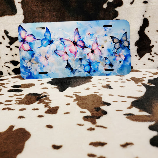 Blue Butterfly Car Tag License Plate
