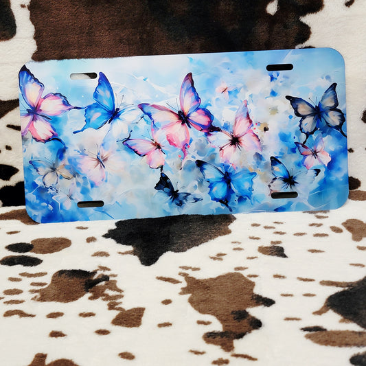 Blue Butterfly Car Tag License Plate