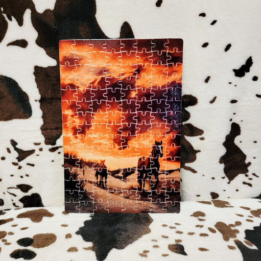 Horses On The Beach 120-Piece Jigsaw Puzzle Handmade Custom One-of-a-Kind