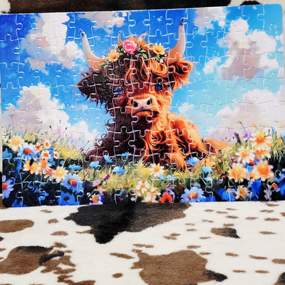 Baby Highland Cow 120-Piece Jigsaw Puzzle Handmade Custom One-of-a-Kind