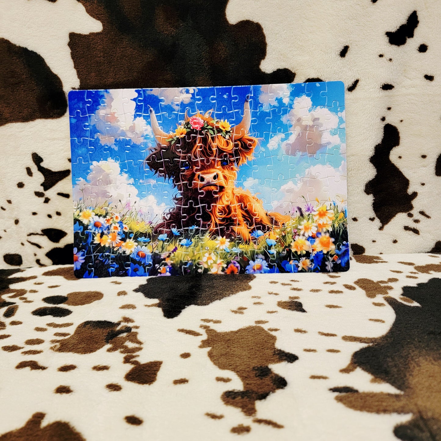 Baby Highland Cow 120-Piece Jigsaw Puzzle Handmade Custom One-of-a-Kind