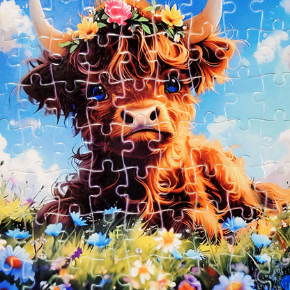 Baby Highland Cow 120-Piece Jigsaw Puzzle Handmade Custom One-of-a-Kind