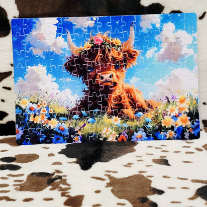 Baby Highland Cow 120-Piece Jigsaw Puzzle Handmade Custom One-of-a-Kind