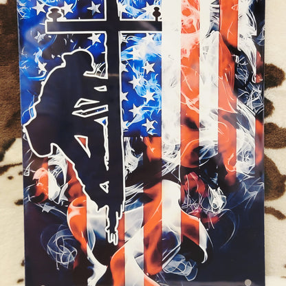 Lineman American Flag Metal Sign