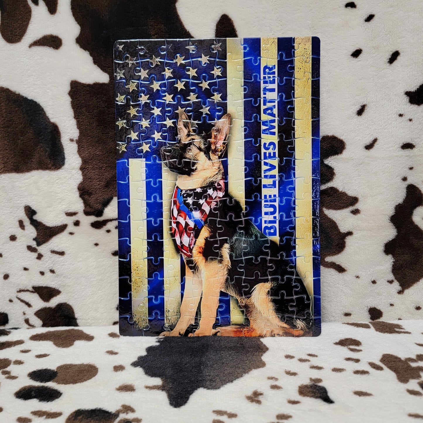 German Shepherd Police Flag 120 PC Handmade Jigsaw Puzzle