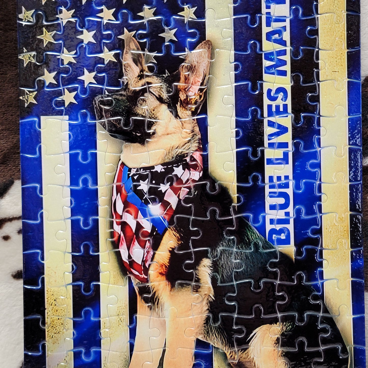 German Shepherd Police Flag 120 PC Handmade Jigsaw Puzzle