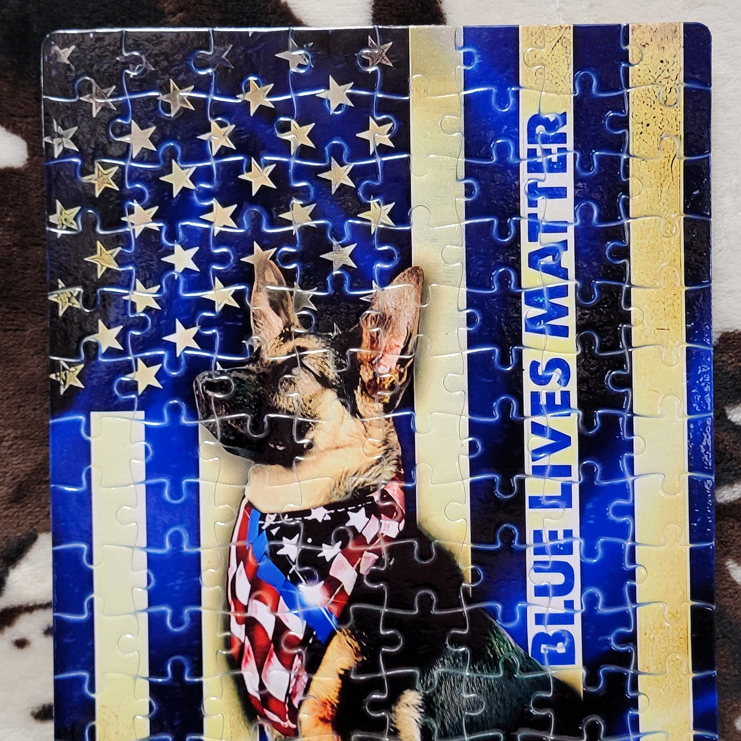 German Shepherd Police Flag 120 PC Handmade Jigsaw Puzzle