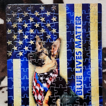 German Shepherd Police Flag 120 PC Handmade Jigsaw Puzzle
