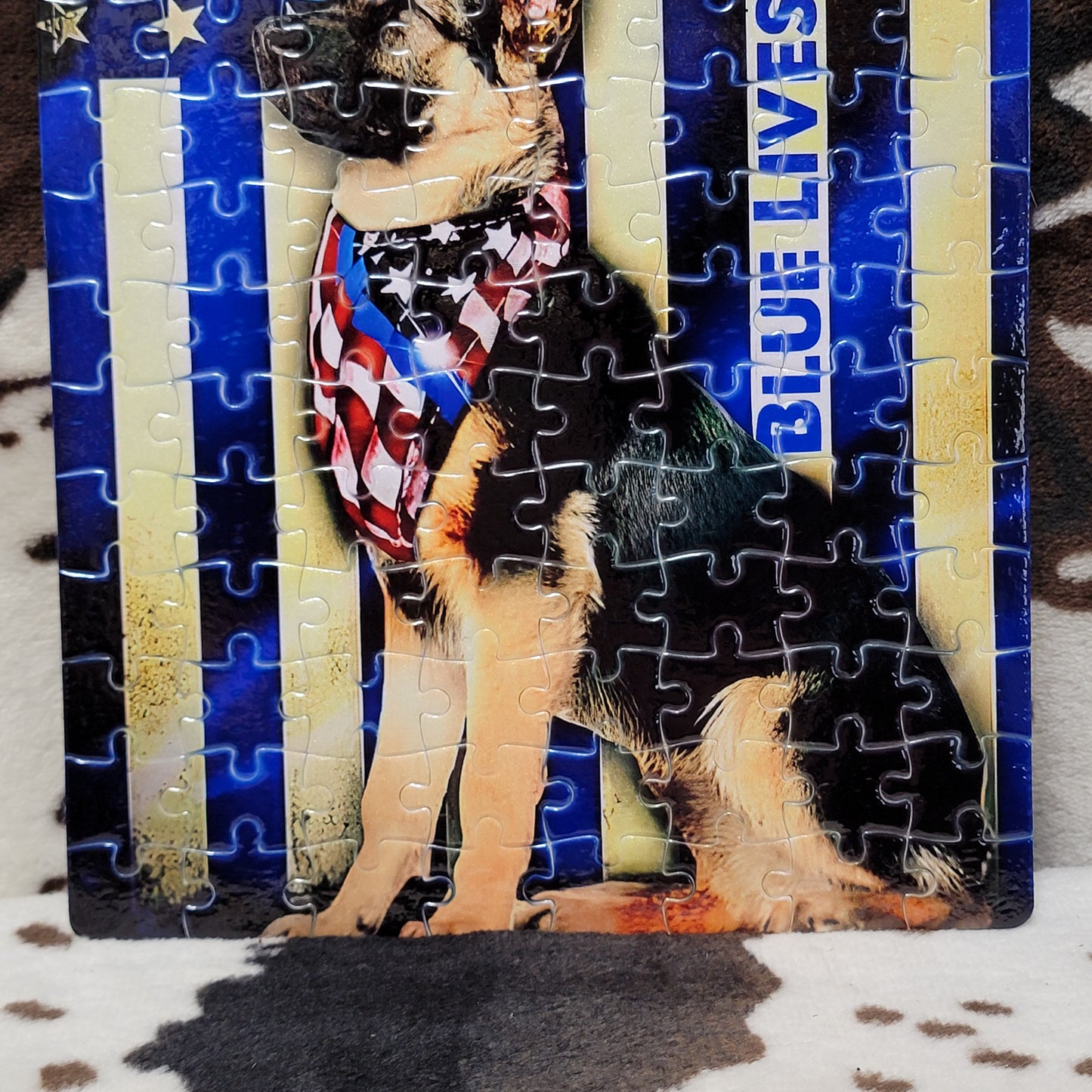 German Shepherd Police Flag 120 PC Handmade Jigsaw Puzzle