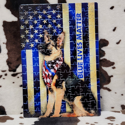 German Shepherd Police Flag 120 PC Handmade Jigsaw Puzzle