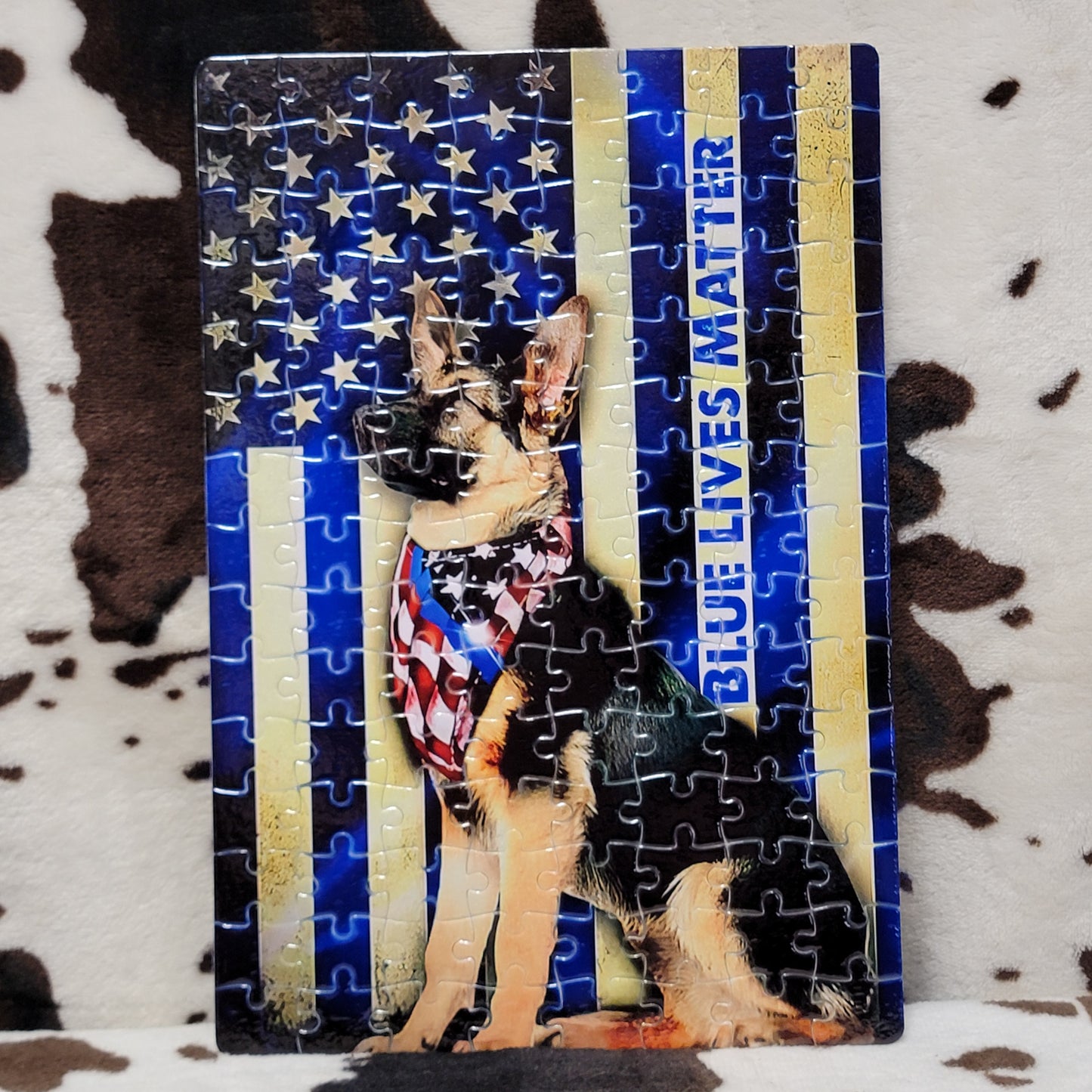 German Shepherd Police Flag 120 PC Handmade Jigsaw Puzzle