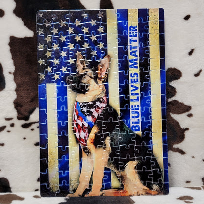 German Shepherd Police Flag 120 PC Handmade Jigsaw Puzzle