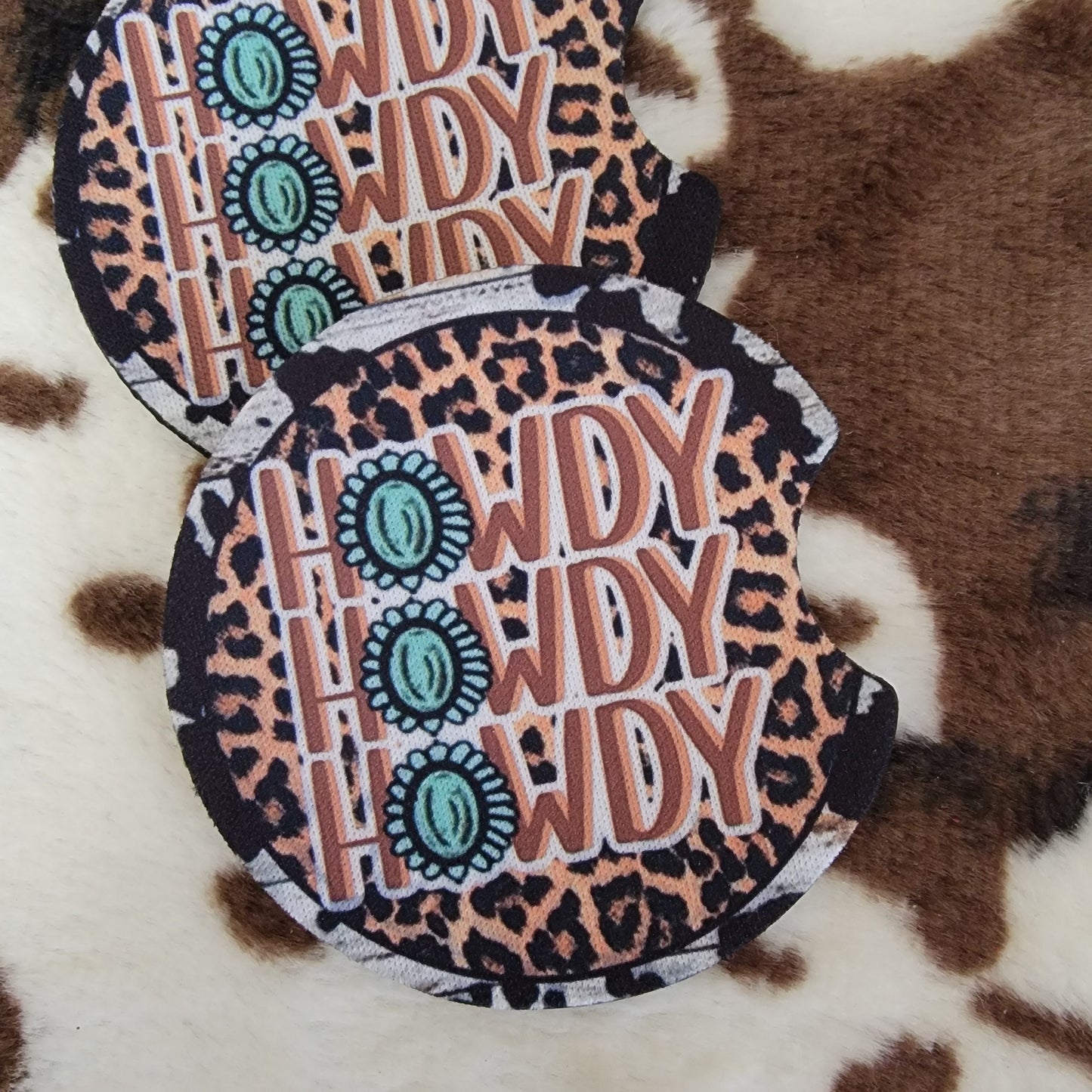 Howdy Western Neoprene Car Coaster Set