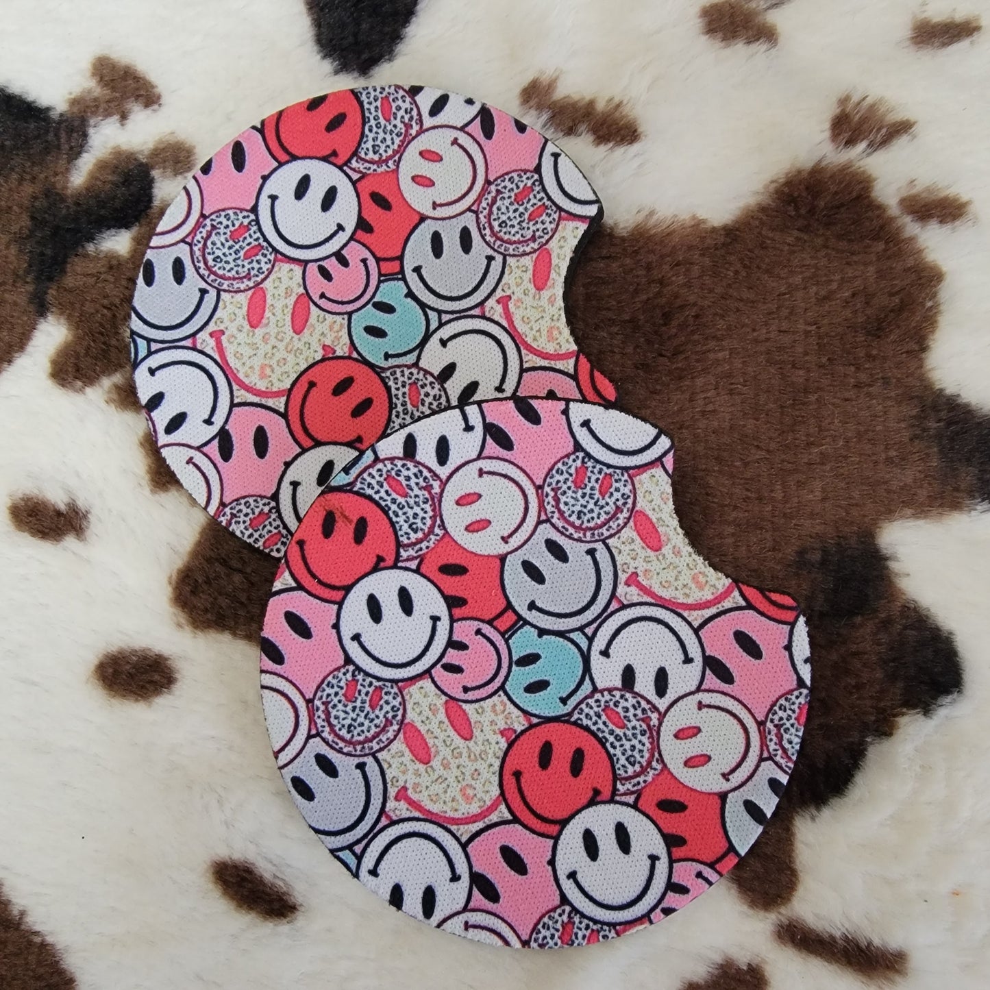 Faces Pink Neoprene Car Coasters