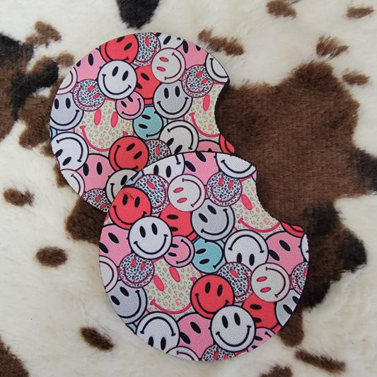 Faces Pink Neoprene Car Coasters