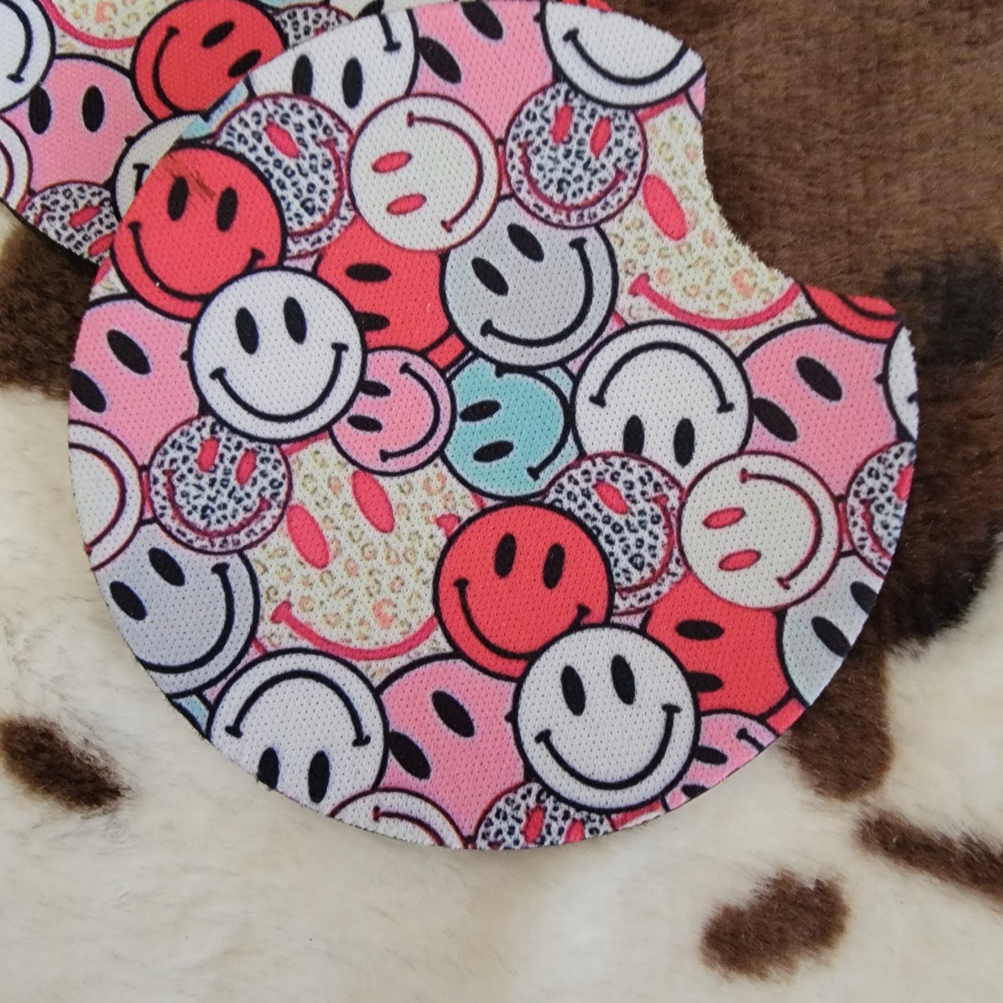 Faces Pink Neoprene Car Coasters