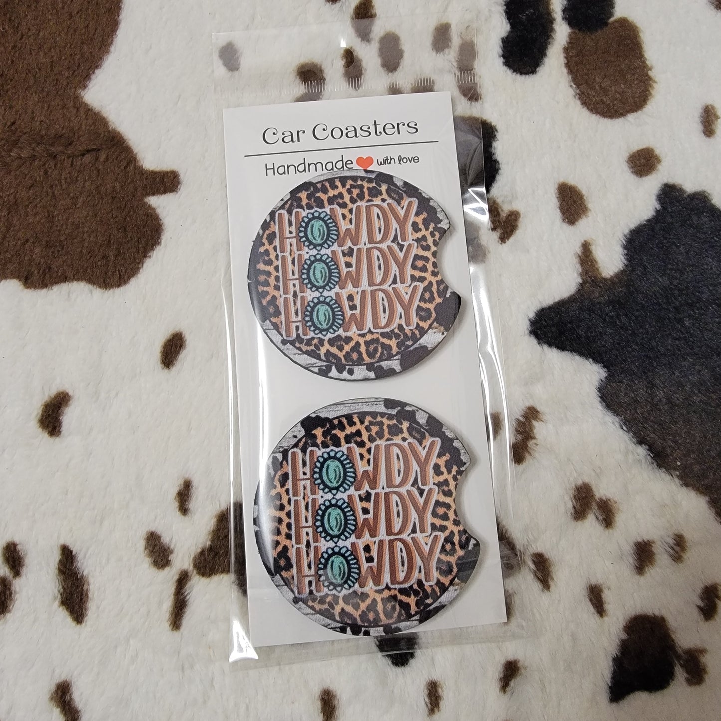 Howdy Western Neoprene Car Coaster Set