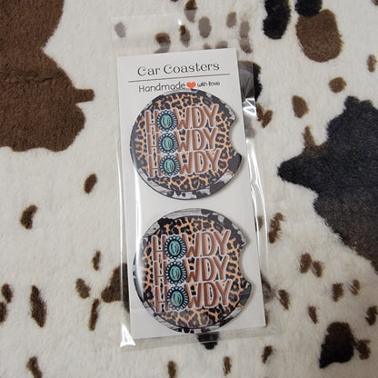 Howdy Western Neoprene Car Coaster Set