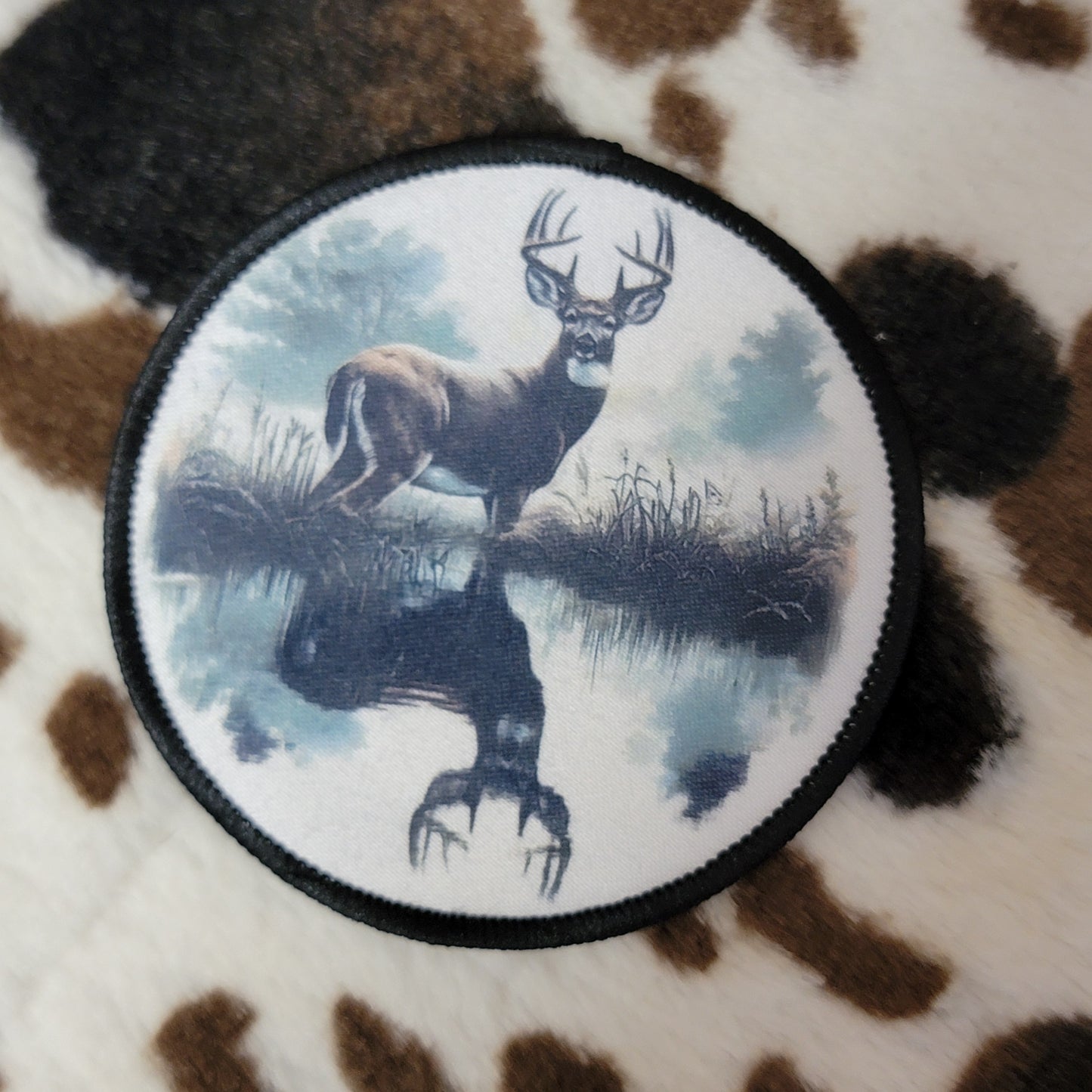 Deer Western Round Hat Patch