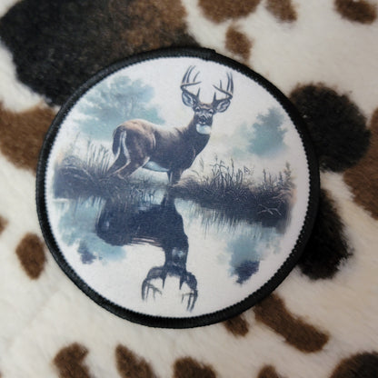 Deer Western Round Hat Patch