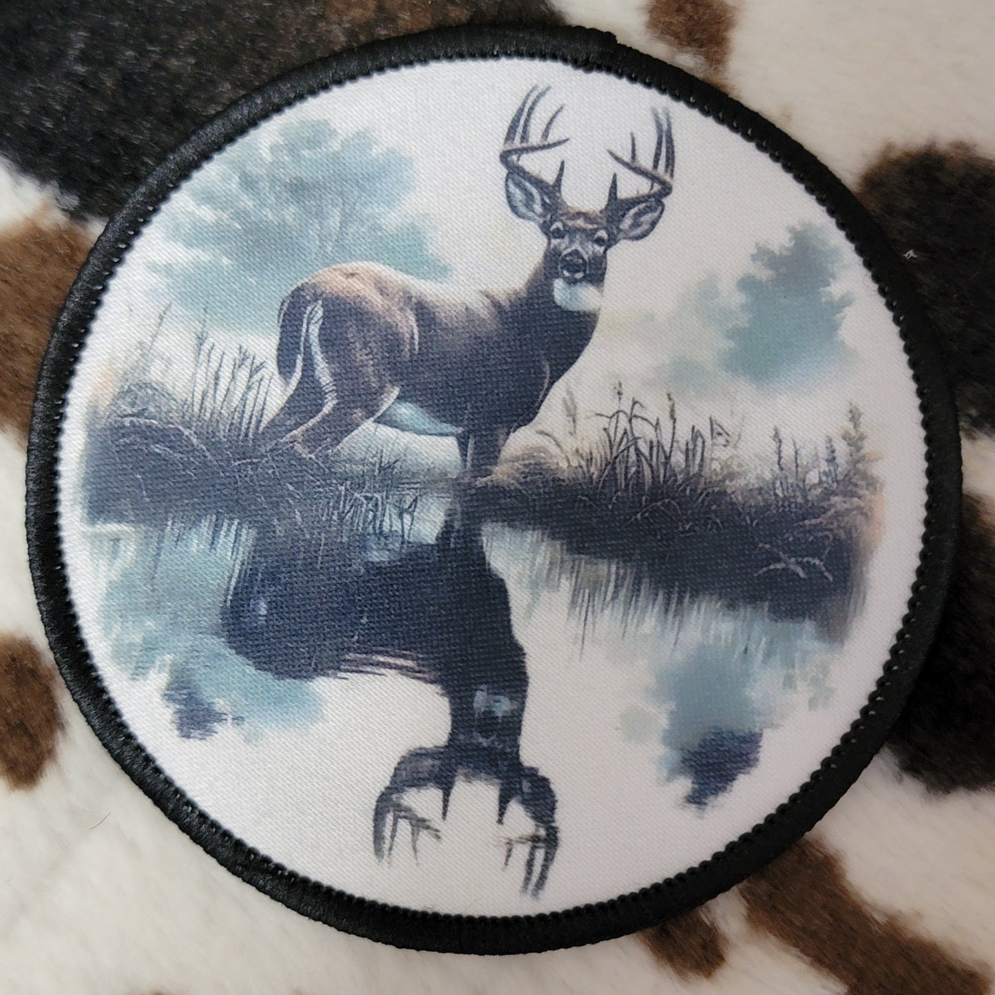 Deer Western Round Hat Patch