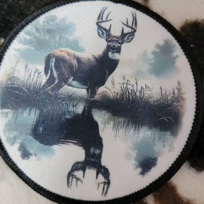 Deer Western Round Hat Patch