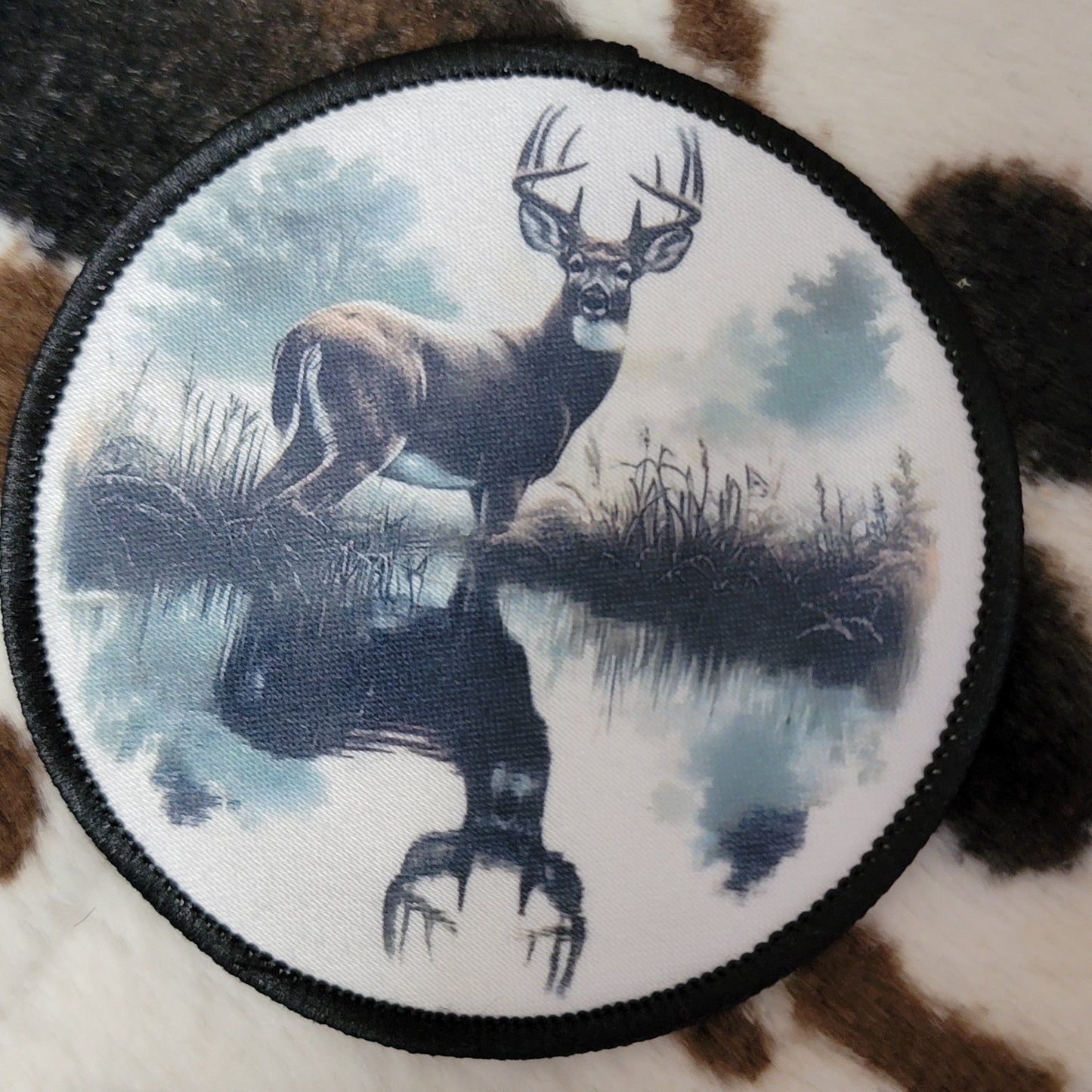 Deer Western Round Hat Patch