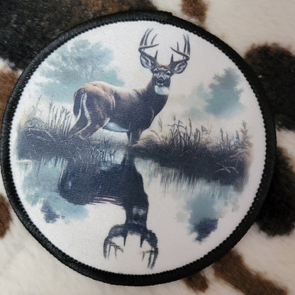 Deer Western Round Hat Patch