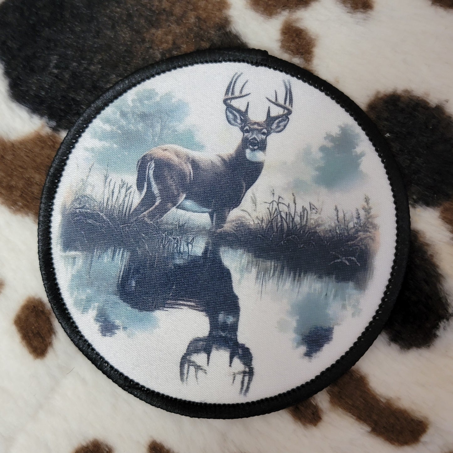 Deer Western Round Hat Patch